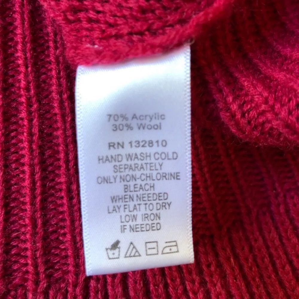 MOTTO Wool Blend RUFFLE V Neck High Low Cardigan Raspberry Red M - Picture 8 of 8